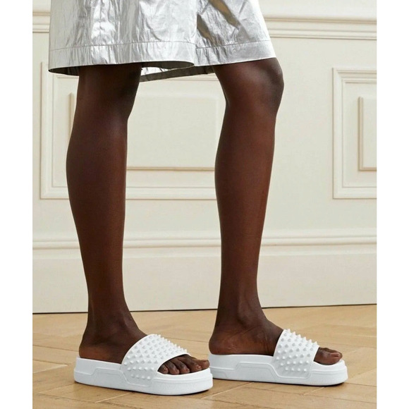 Christian Louboutin Pool Fun Flat Spike Bianco White Platform Slide Sandal 44 11 main image 10